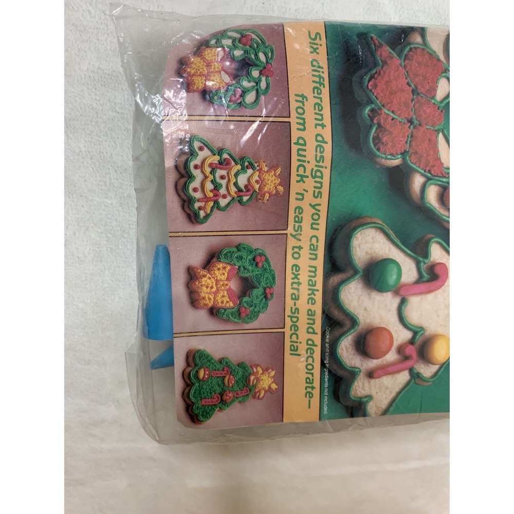 1984‎ Wilton Christmas Tree & Wreath Cookie Making Cutter Mold Treats Gifts NOS - Picture 11 of 12